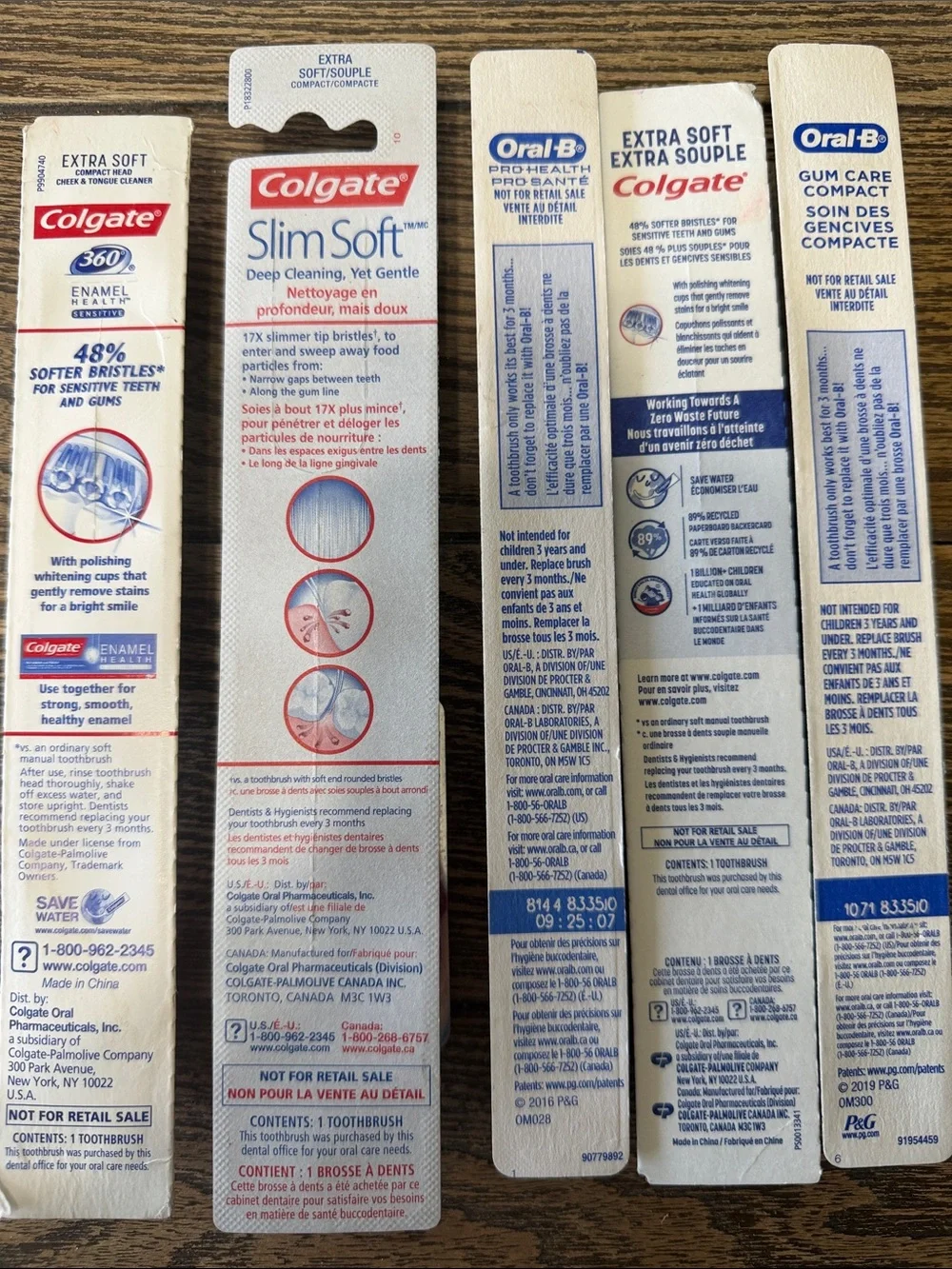 5 Colgate & Oral-B Mixed Toothbrush Pack EXTRA SOFT Bristles Dentist Approved